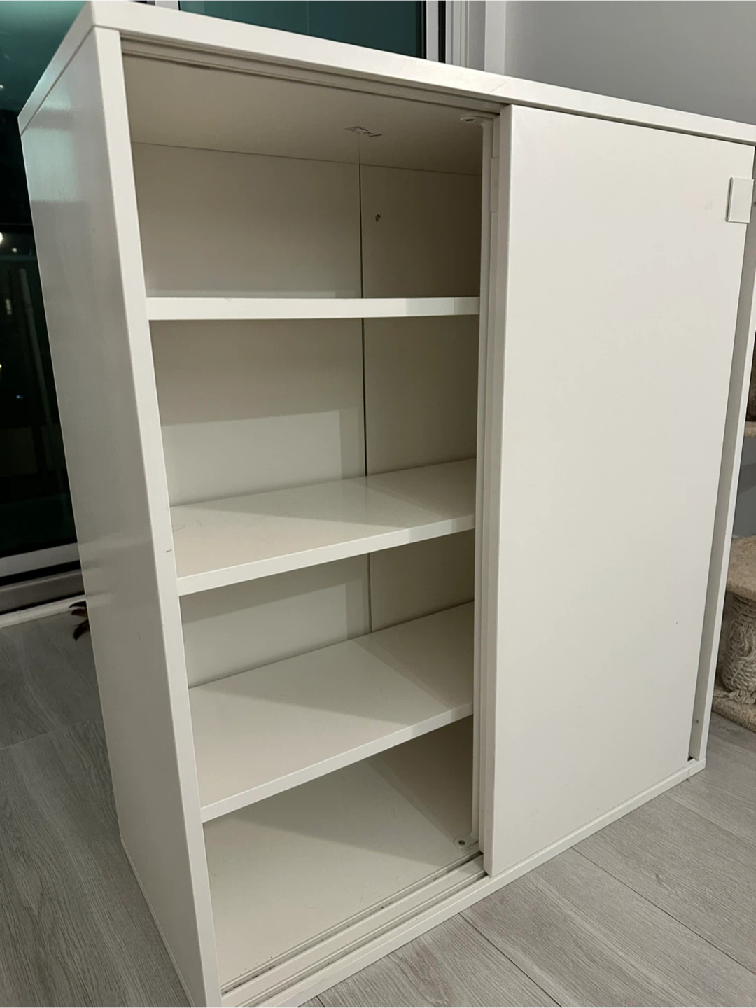 White Shoe Cabinet with Sliding Doors - photo 4