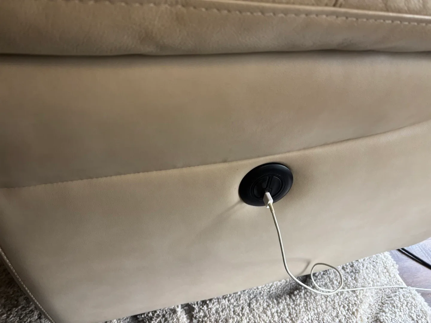 FREE Beige Leather Double Recliner Sofa image indicator(3)