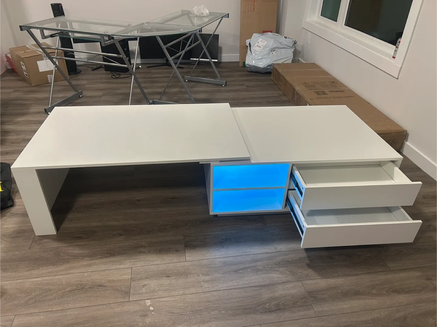 Coffee Table with LED and Drawers - White image indicator(3)