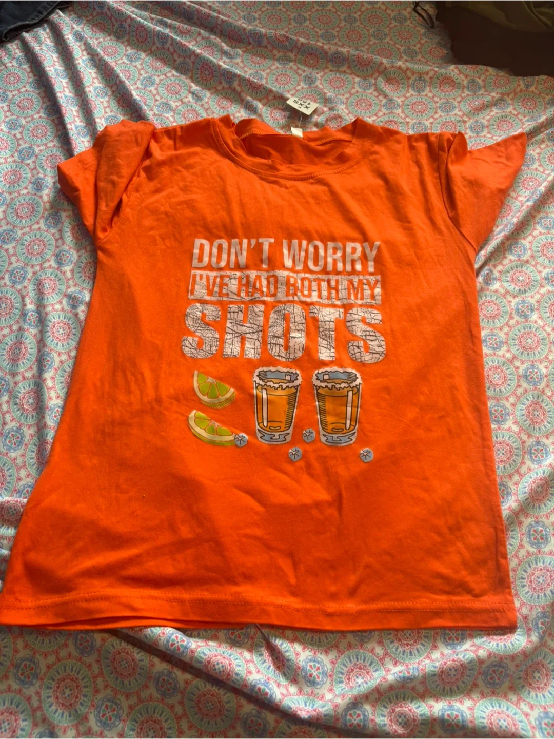 Orange "I've Had Both My Shots" Tee - XS