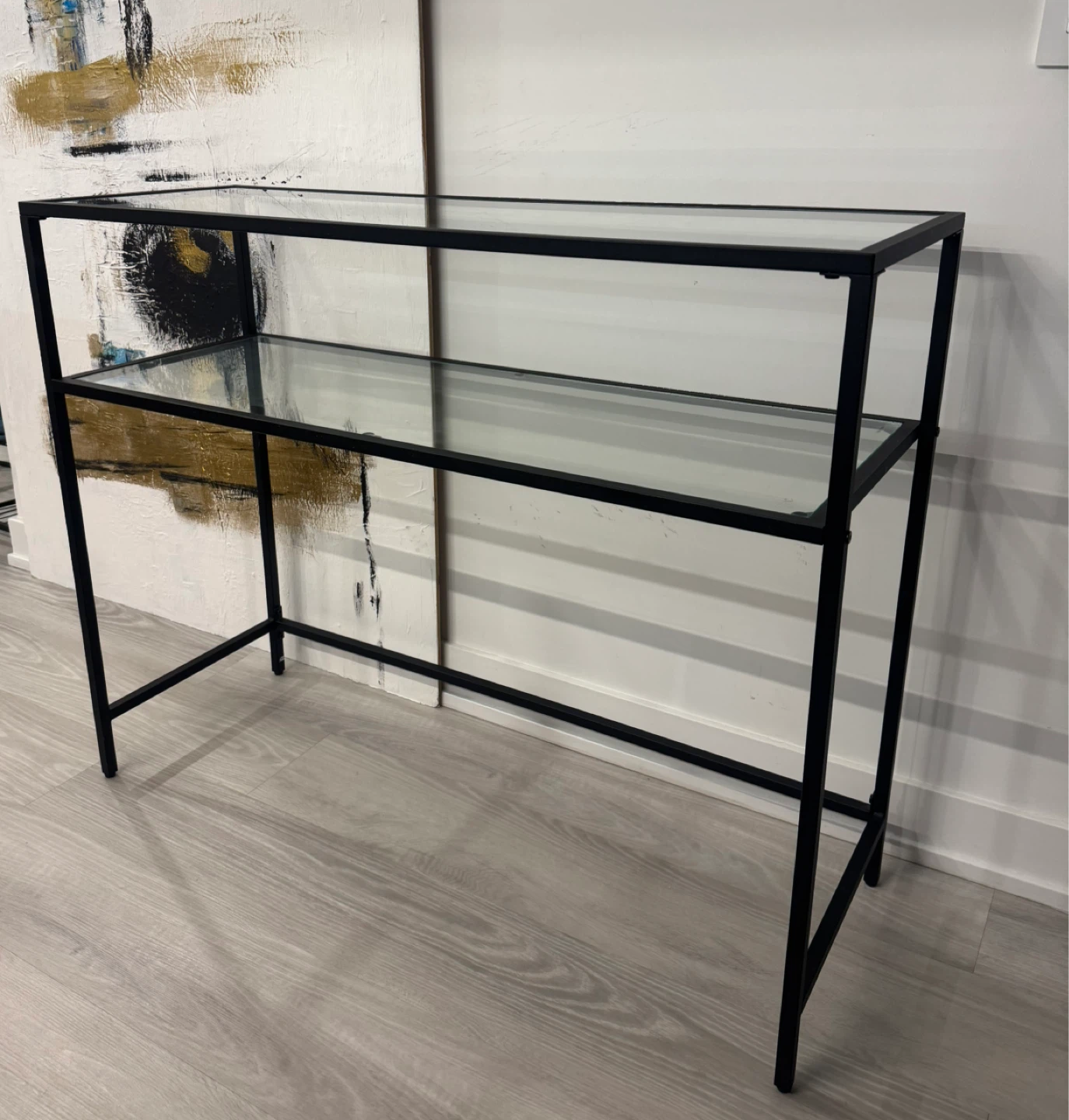 Black Metal & Glass Console Table - photo 2