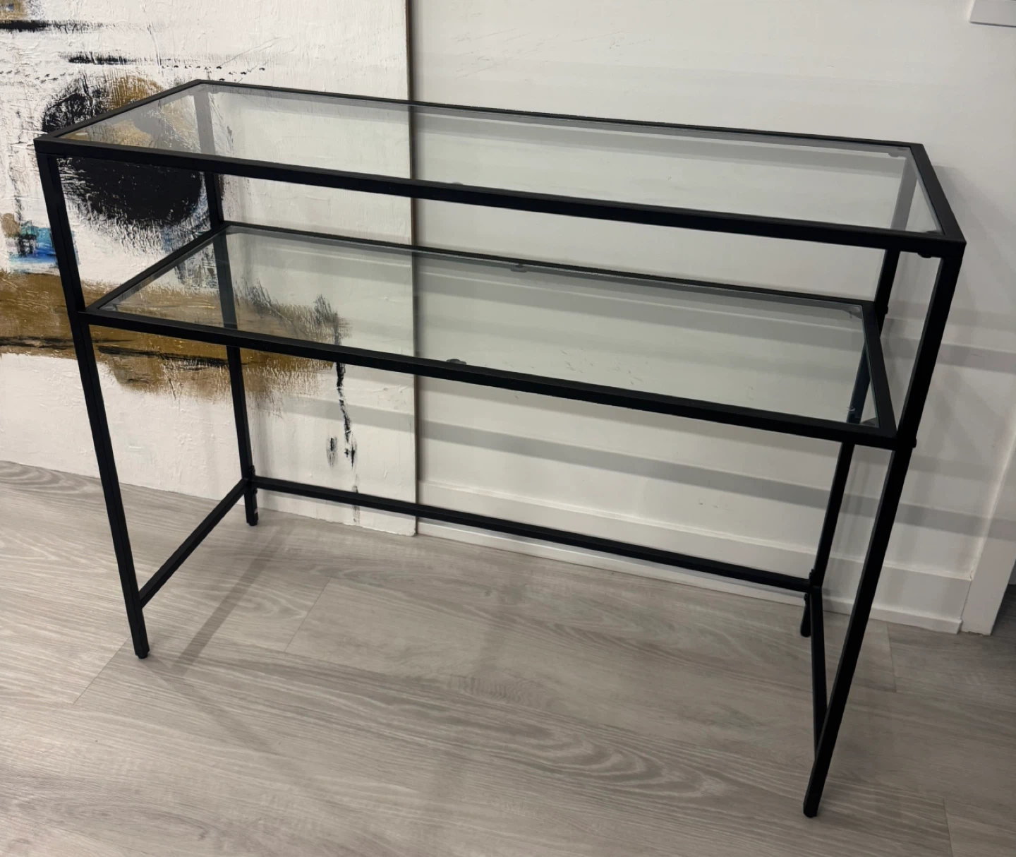Black Metal & Glass Console Table
