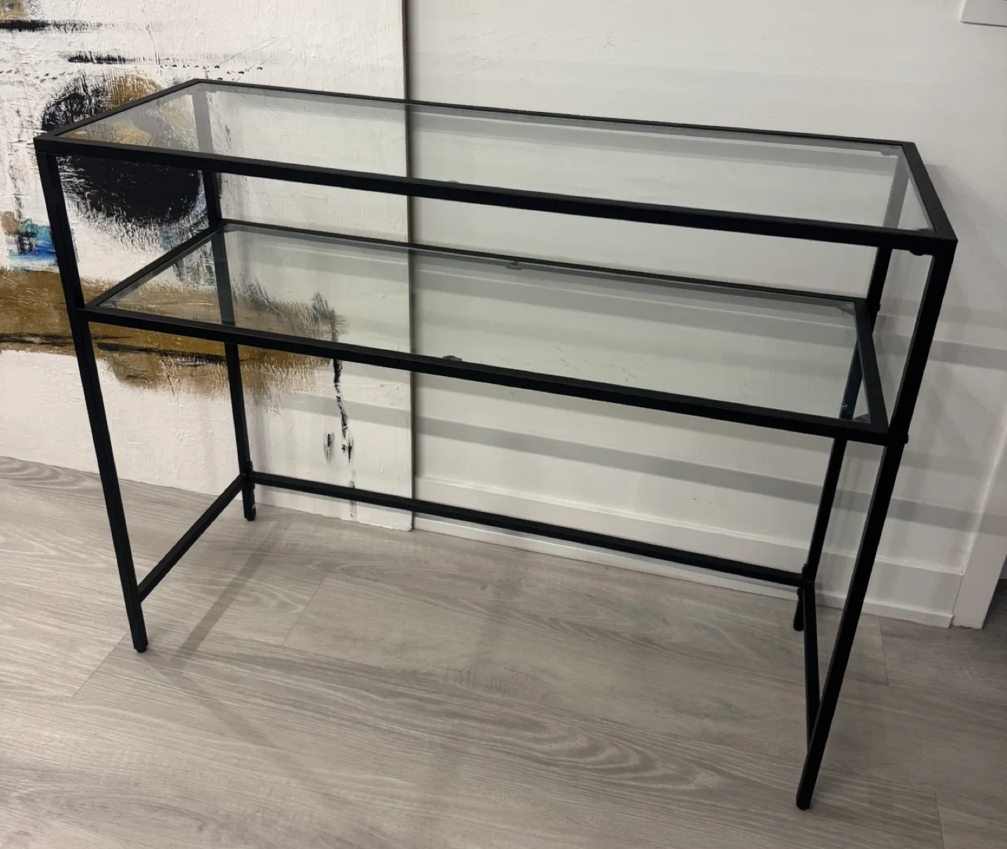 Black Metal & Glass Console Table