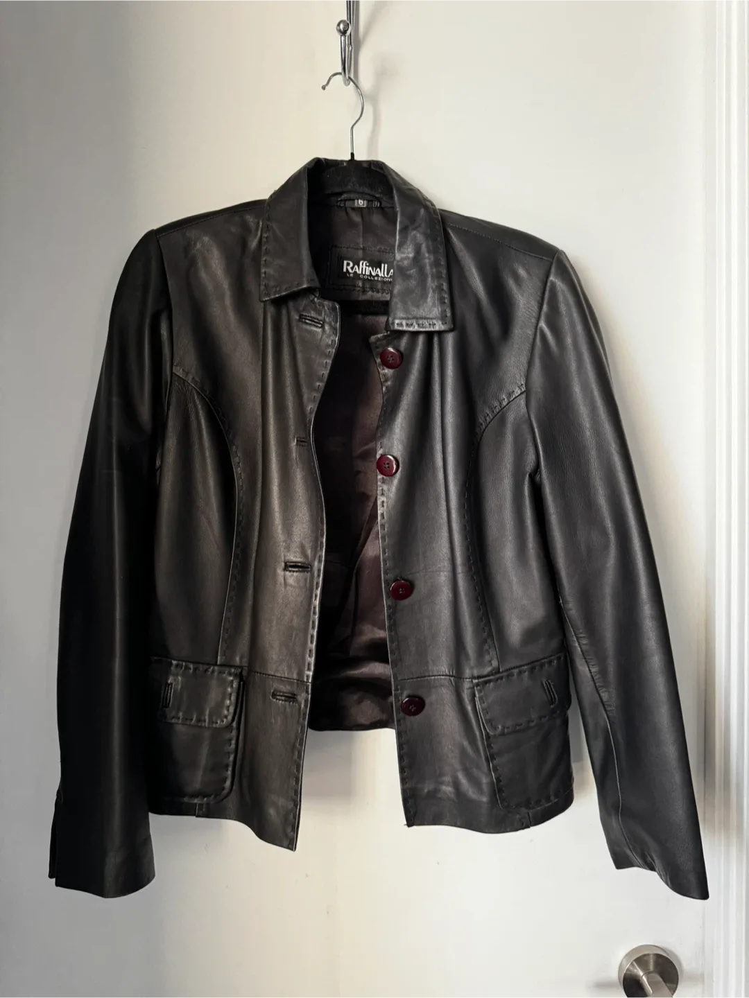 Raffinalla Le Collezioni Black Leather Jacket - Size 6