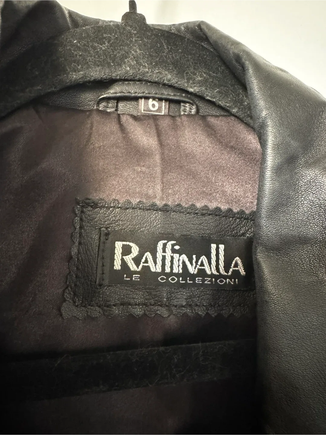 Raffinalla Le Collezioni Black Leather Jacket - Size 6 image indicator(2)