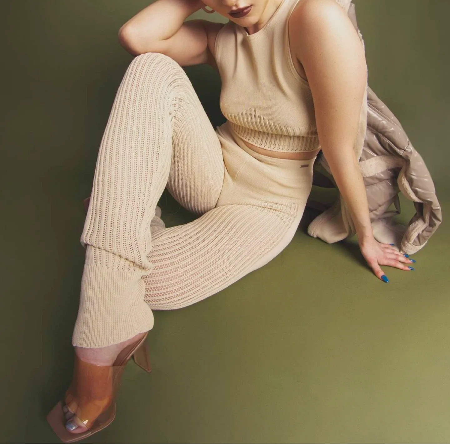 Maniere De Voir ✨ Knitted Lounge Set - Cream image indicator(3)