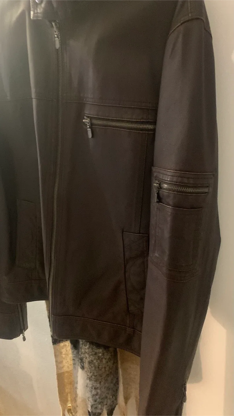 Danier Brown Leather Jacket - Size L/G image indicator(4)