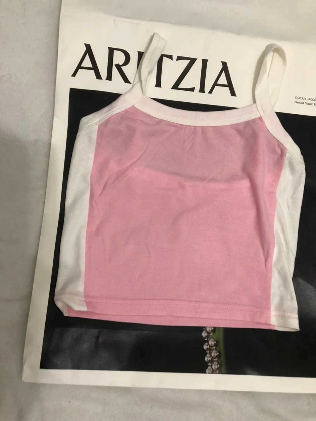 Shein Tank Top - Pink & White image indicator(3)