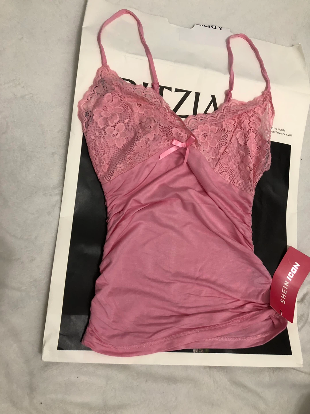 Shein Icon Pink Lace Cami Top