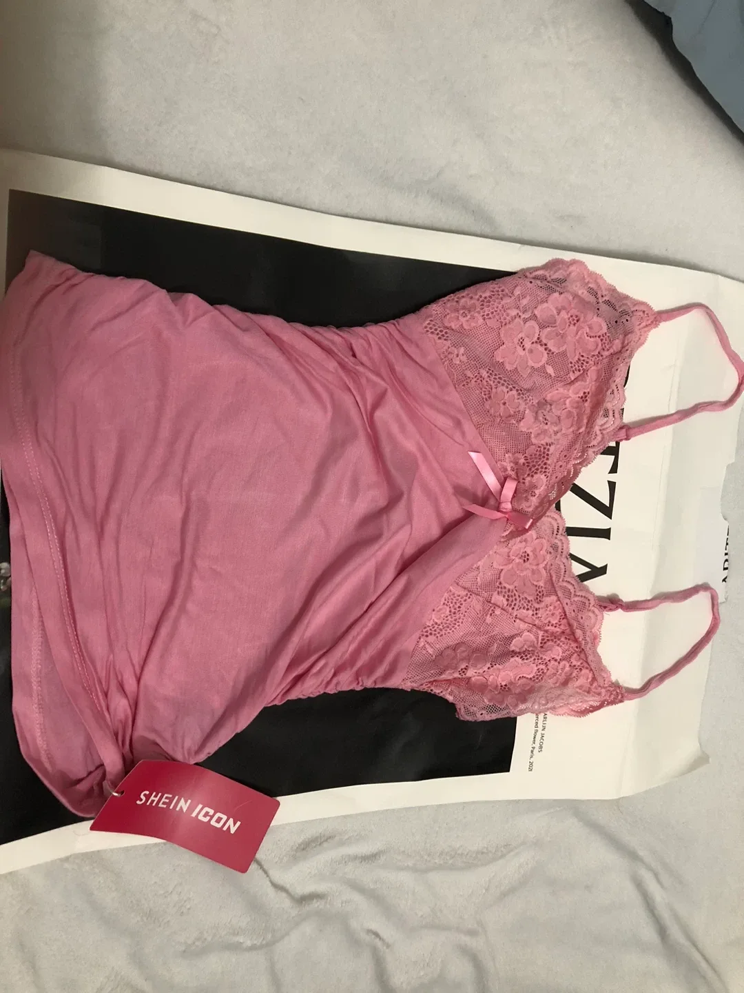 Shein Icon Pink Lace Cami Top image indicator(2)