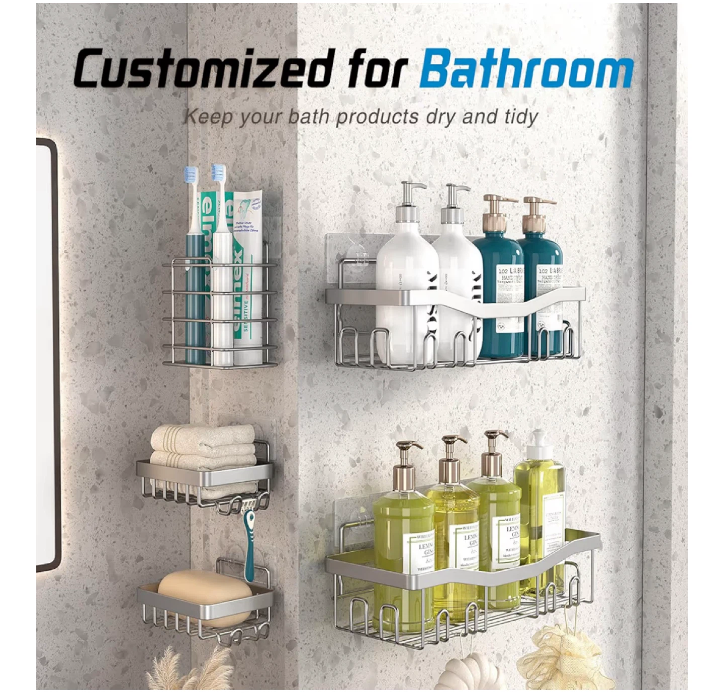 Bathroom Shelf Organizer - Keep Tidy!5pcs-New in box