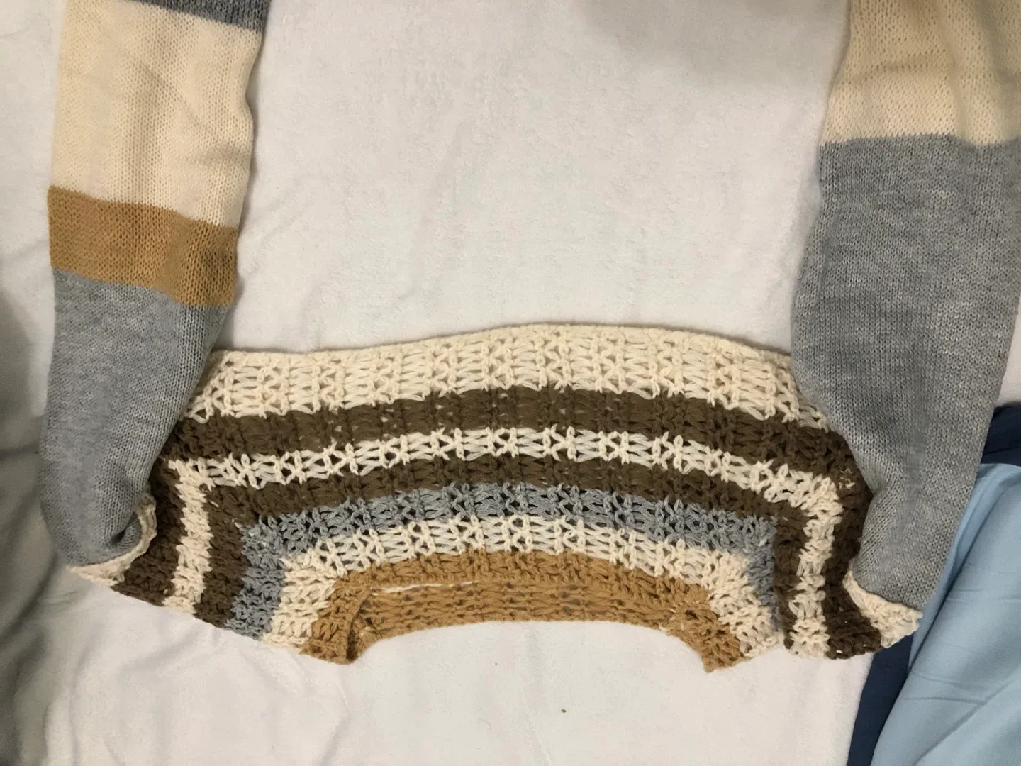 Shein ,Striped Knit Vest - Beige, Brown, Grey image indicator(6)