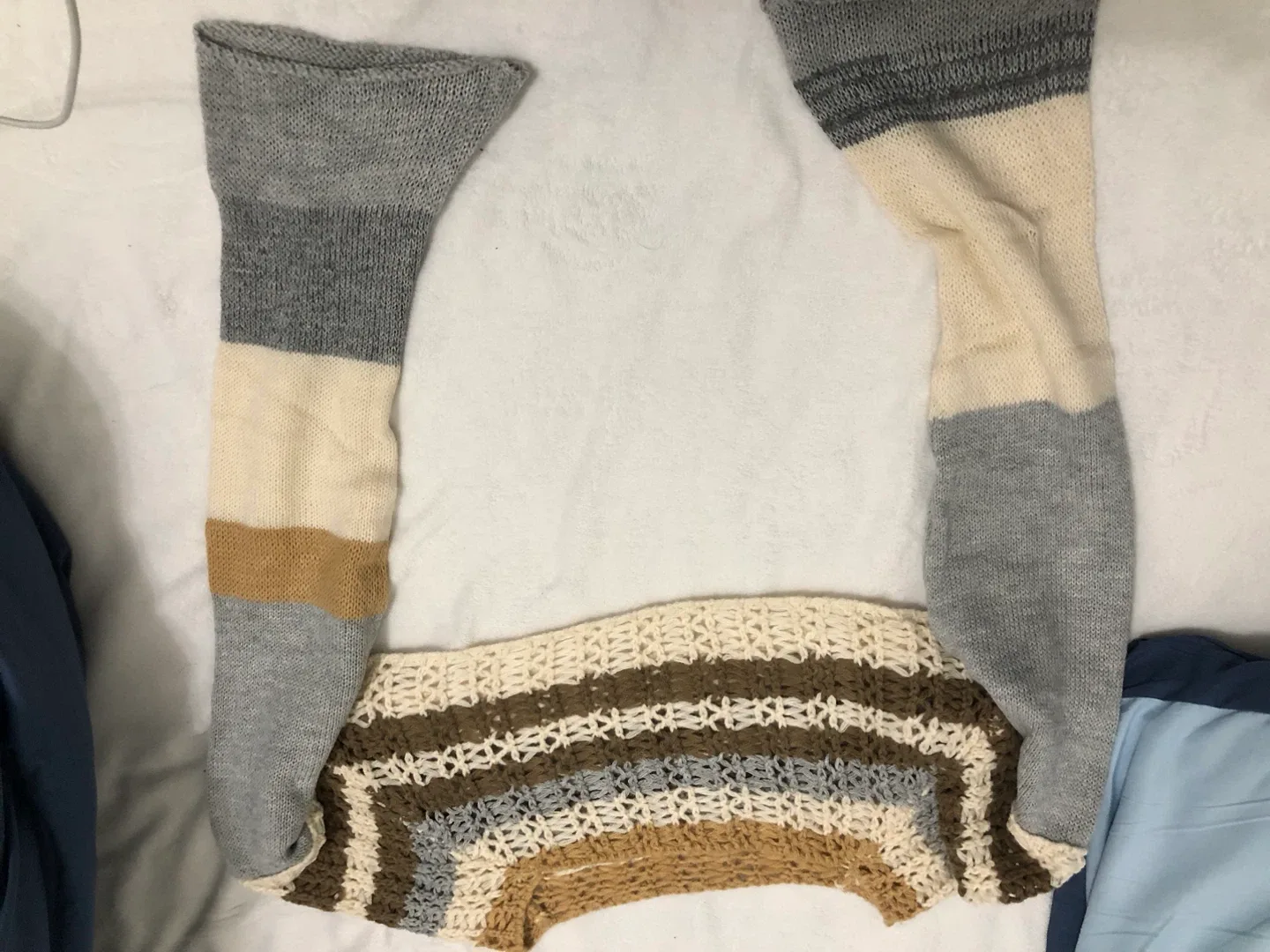 Shein ,Striped Knit Vest - Beige, Brown, Grey image indicator(5)