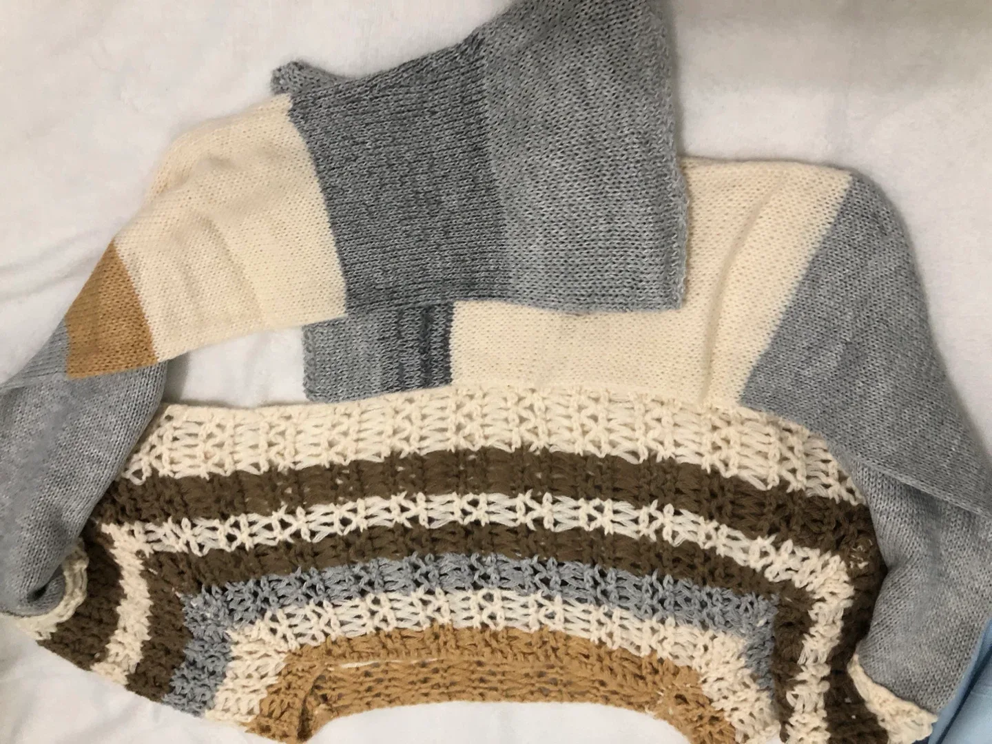 Shein ,Striped Knit Vest - Beige, Brown, Grey image indicator(7)