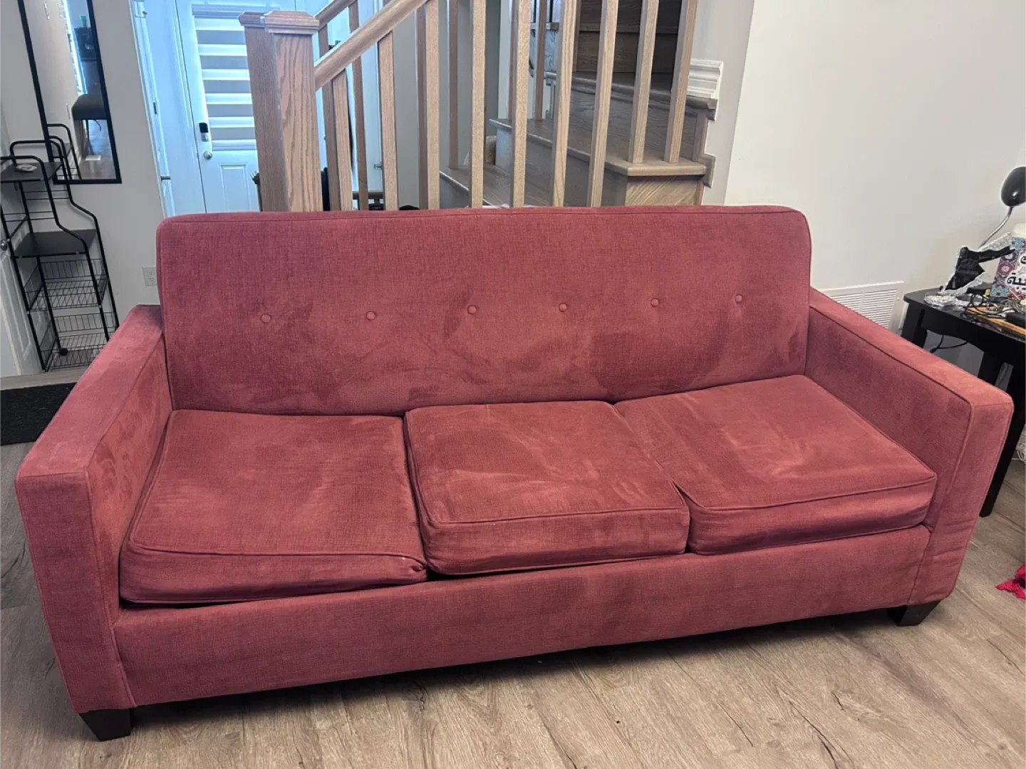 Reddish-Pink Three-Seat Sofa bed