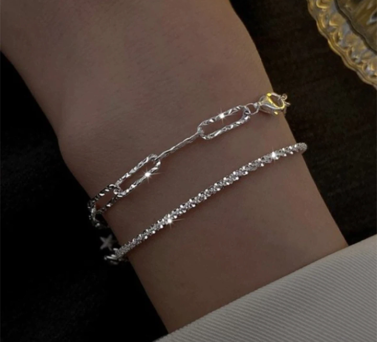 Silver Layered Bracelet Set