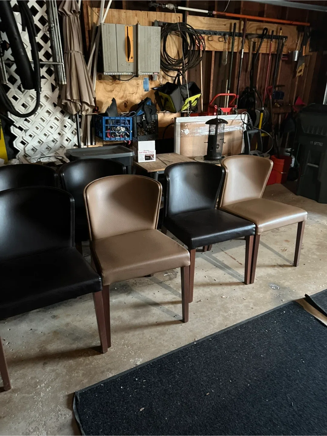 Set of 4 Dining Chairs - Black & Beige