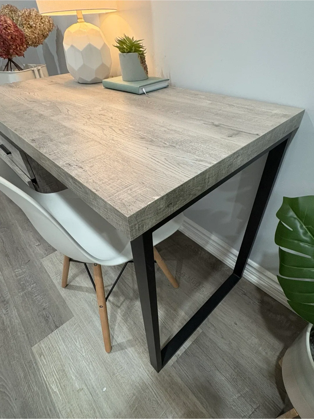 Grey Woodgrain Desk with Drawers image indicator(6)