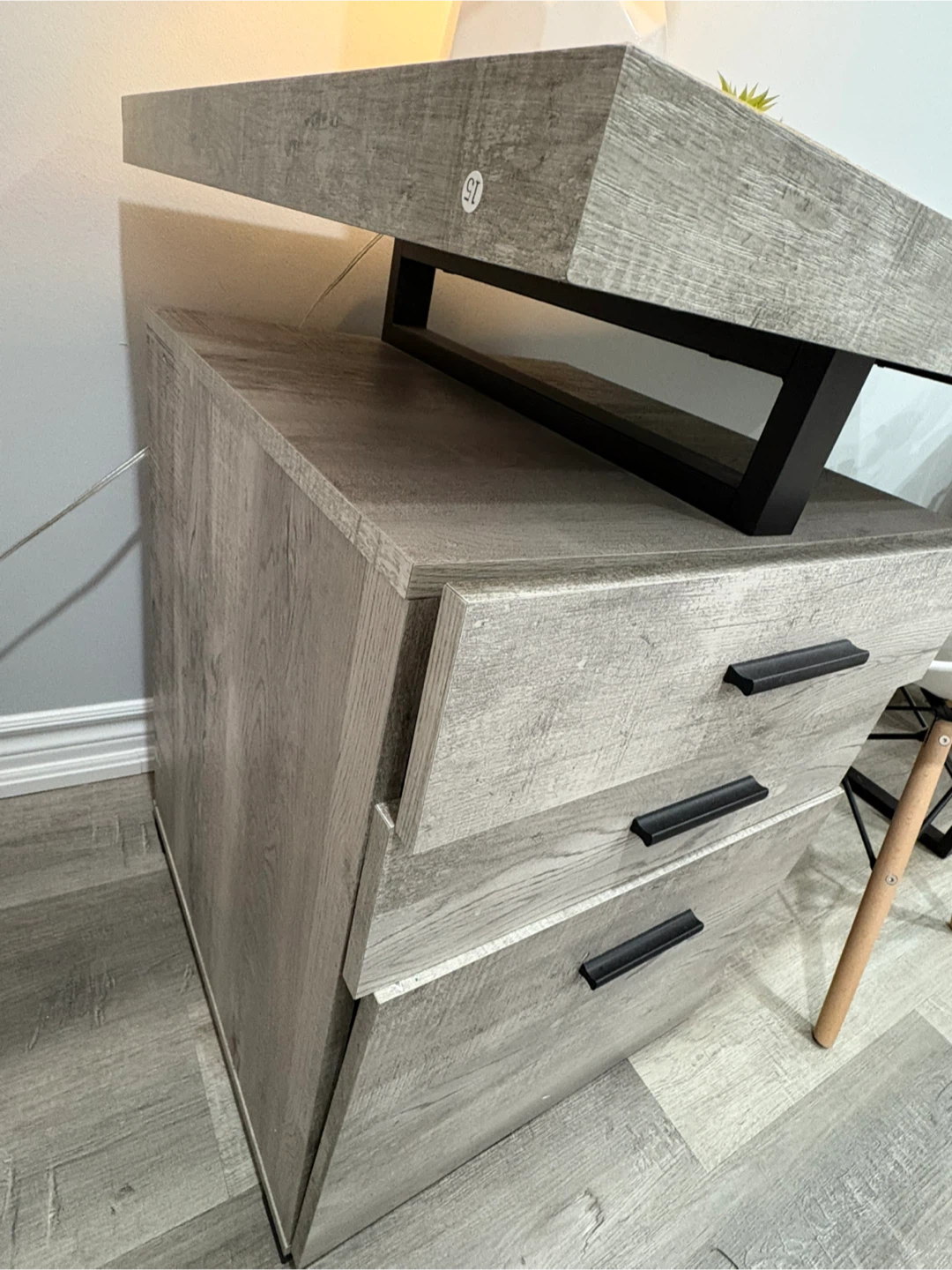 Grey Woodgrain Desk with Drawers - photo 3