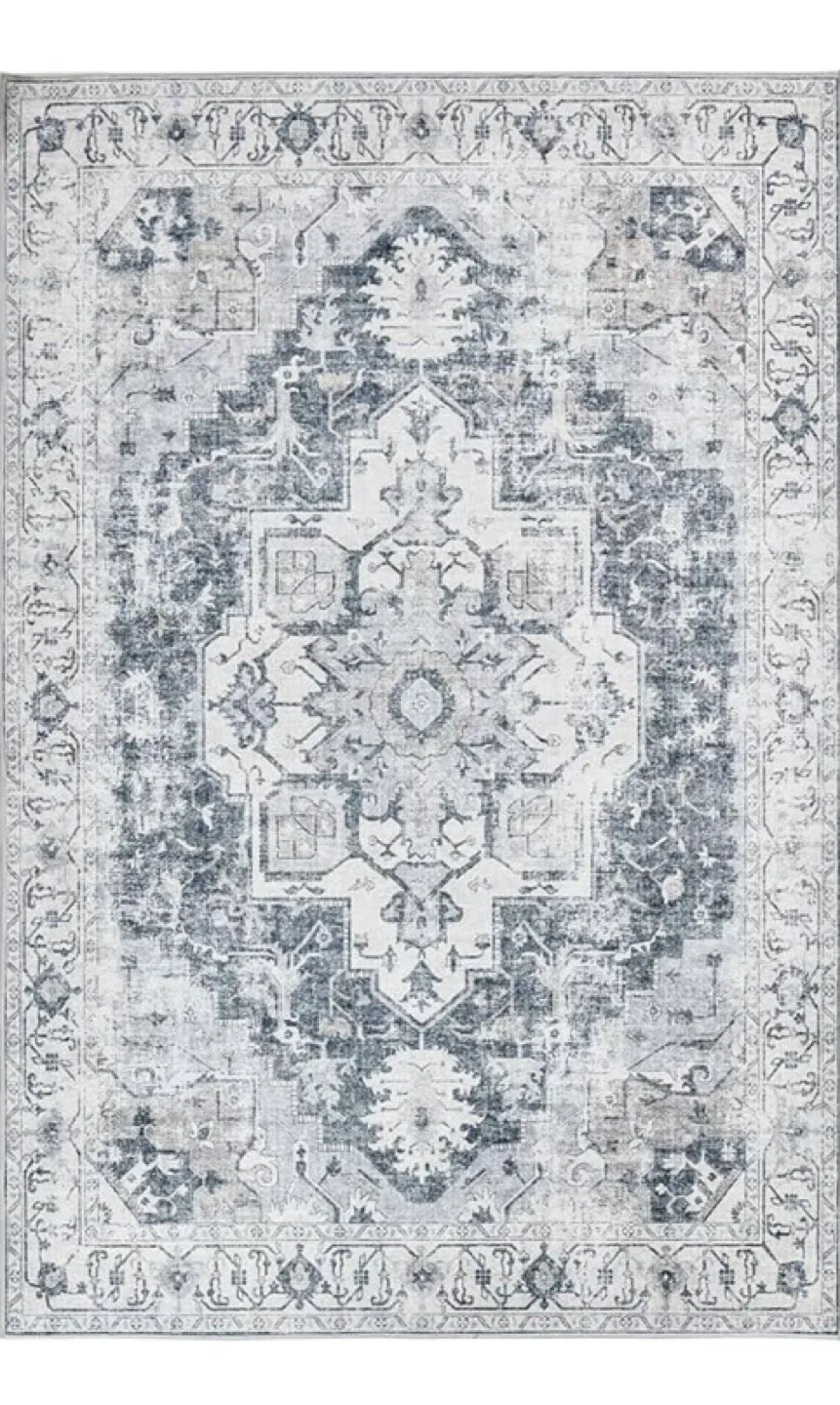 New 4x6 Washable Area Rug Vintage Grey image indicator(2)