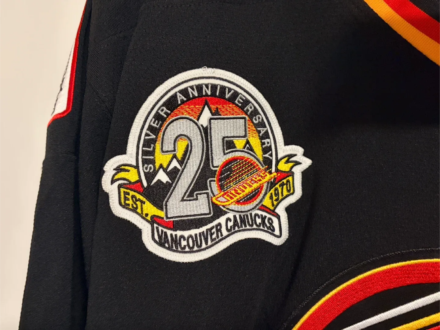 BNWT Mitchell & Ness Vancouver Canucks Black Skate Jersey image indicator(4)