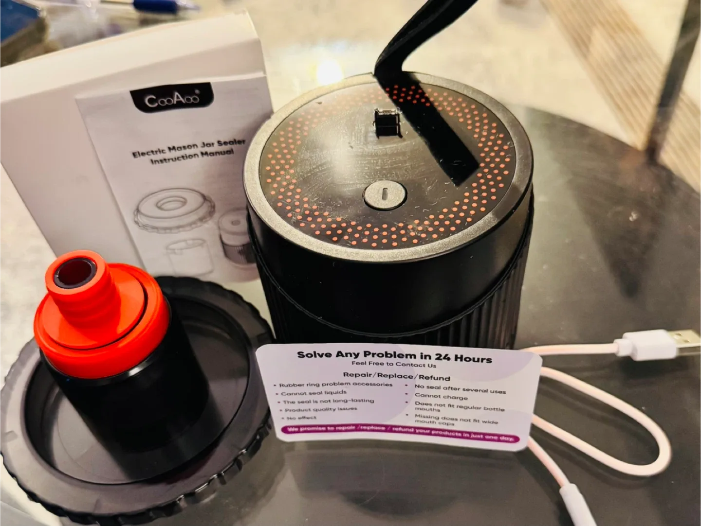 CooAoo Electric Mason Jar Vacuum Sealer image indicator(3)