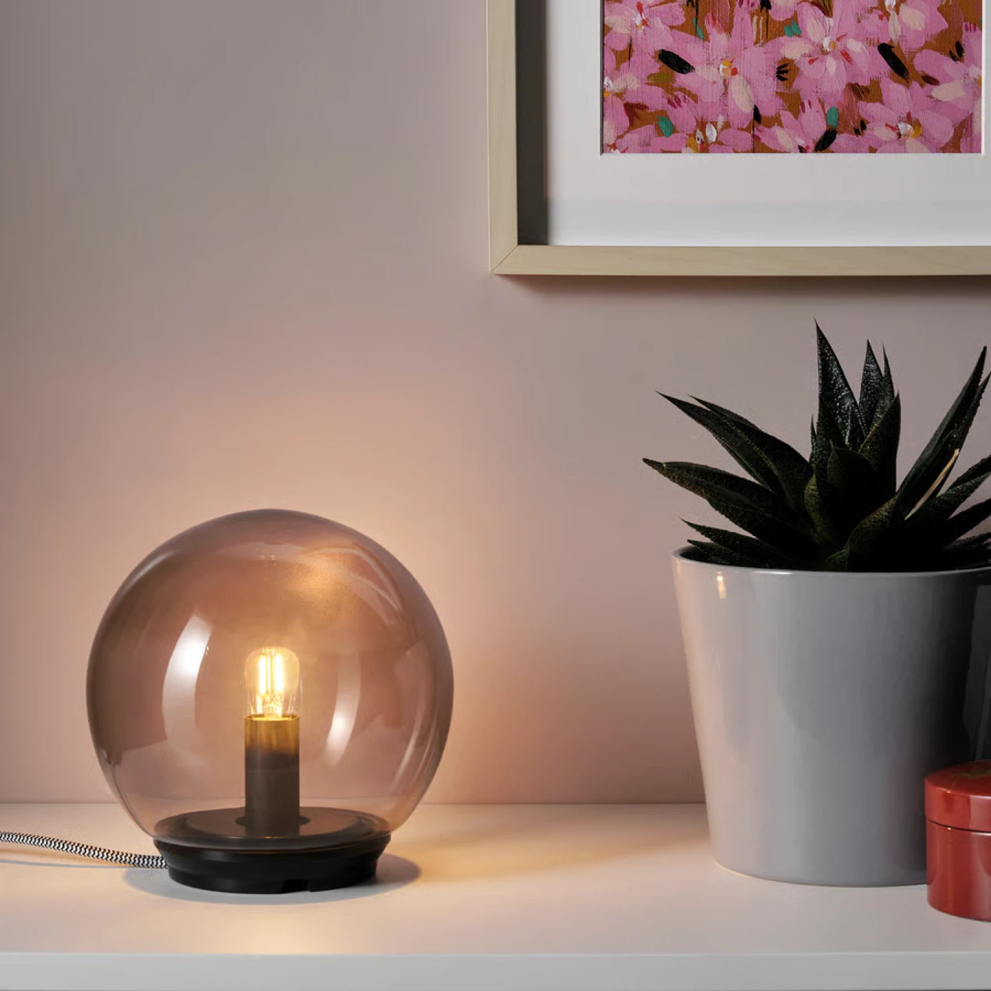 (Discontinued) IKEA Fado Smoked Glass Table Lamp