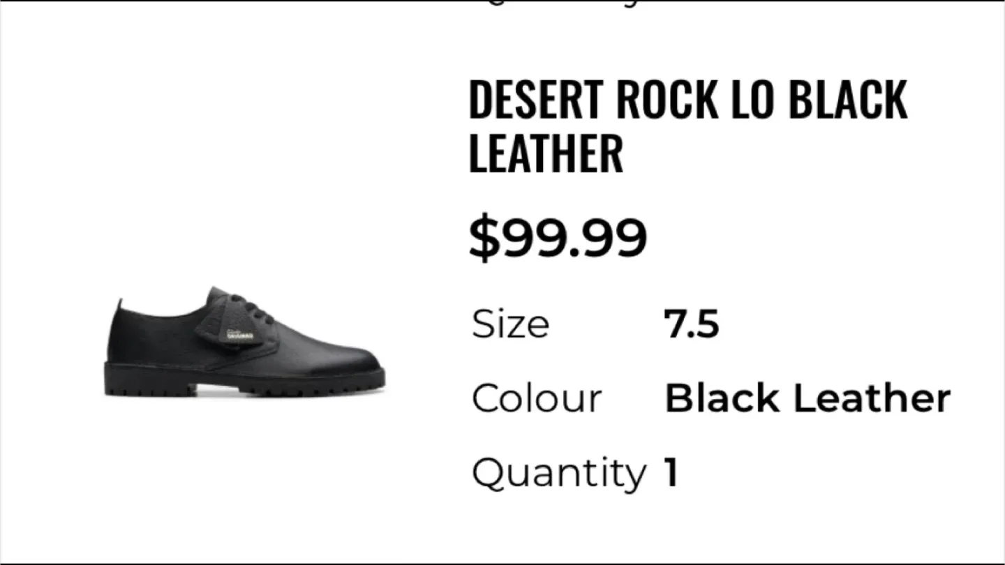 Clarks Desert Rock Lo Black Leather, Size 7.5 image indicator(2)