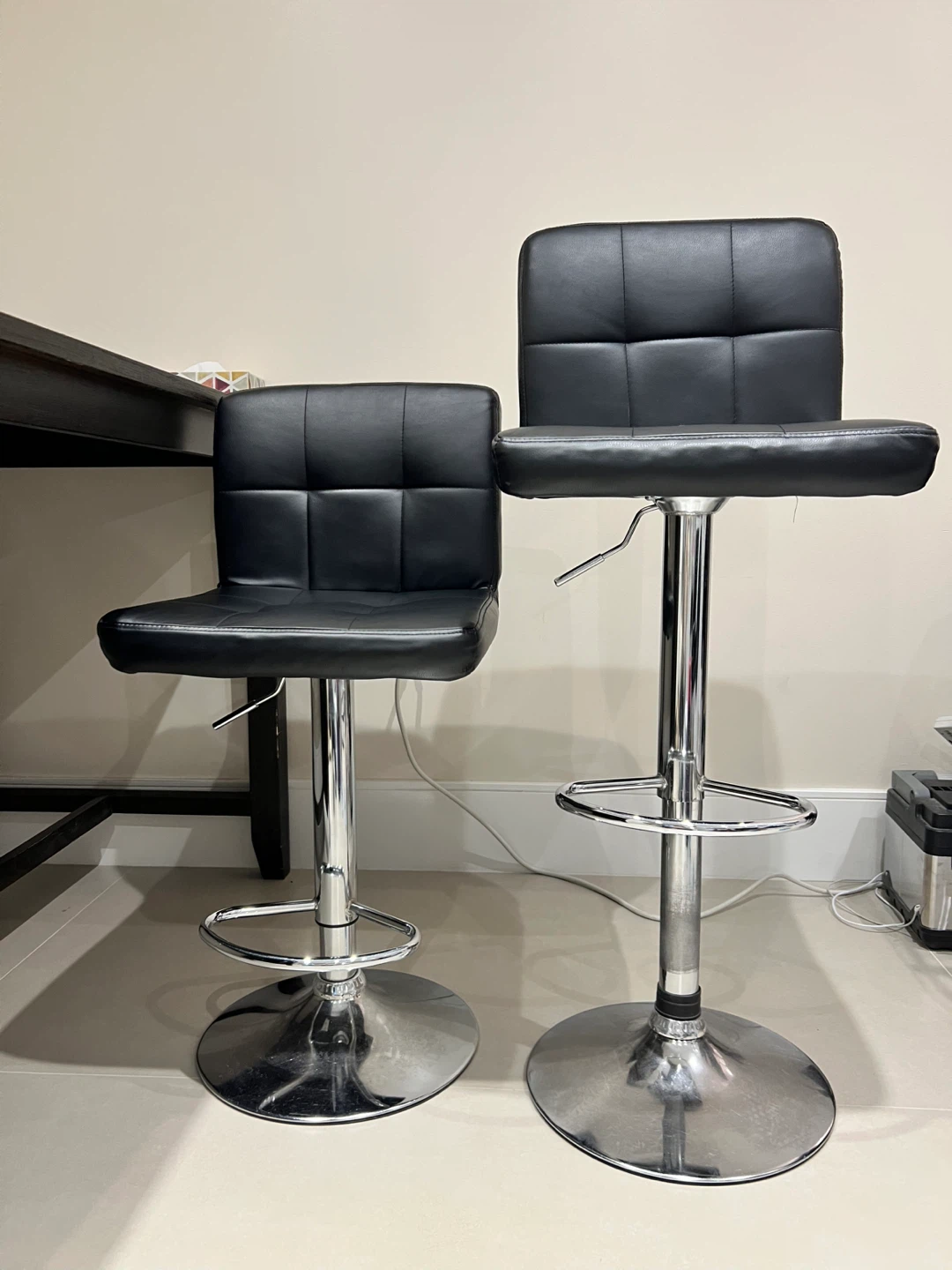 Black Adjustable Height Bar Stools - Set of 2