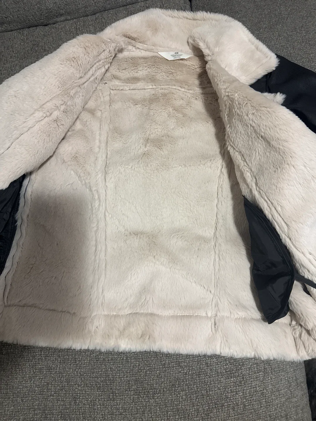 H&M Black Faux Leather Aviator Jacket image indicator(3)