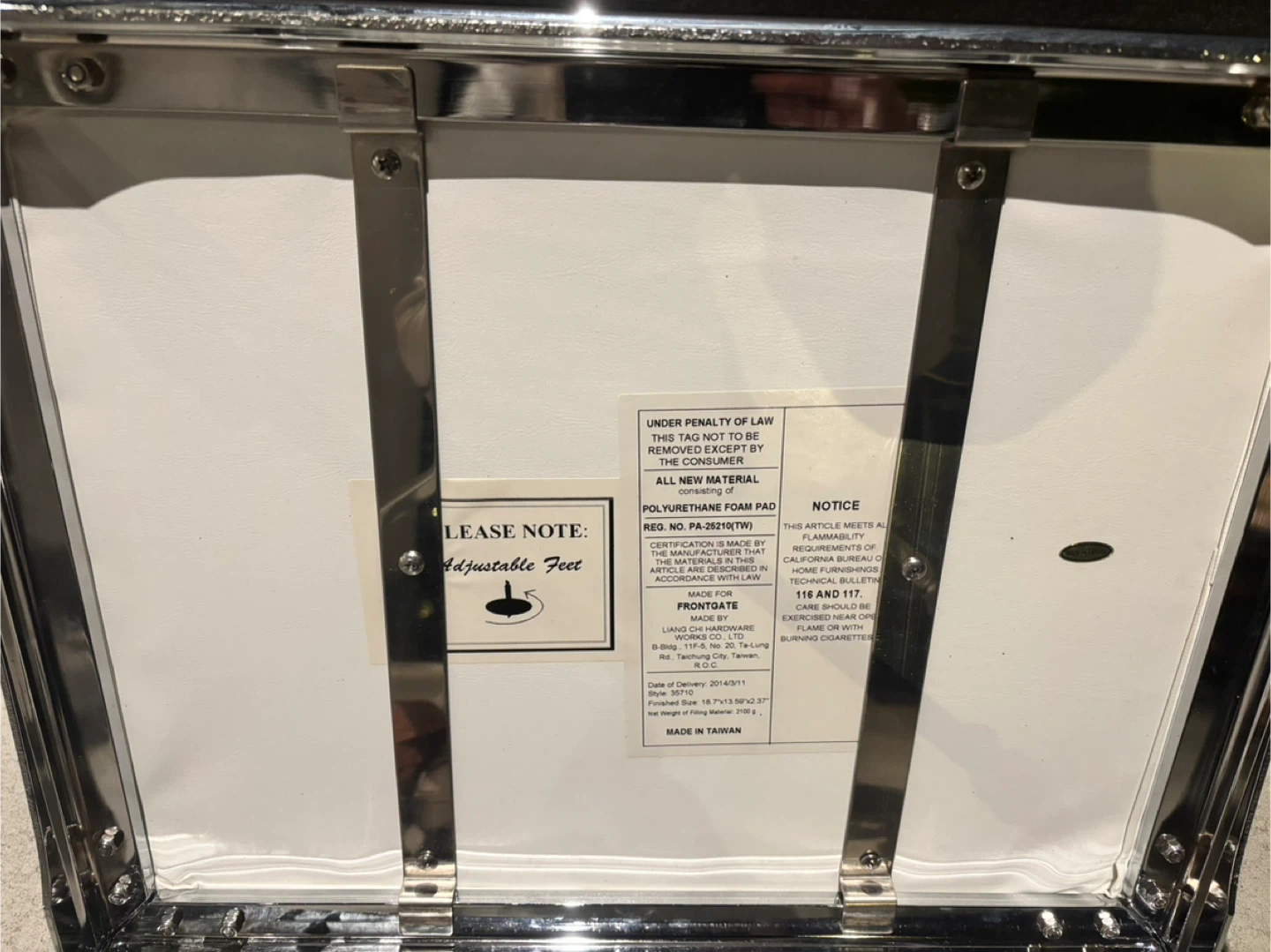 Frontgate Belmont Vanity White Stool - photo 3