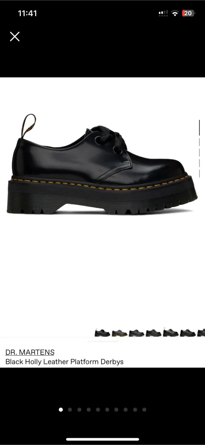 Dr. Martens Black Holly Leather Platform Derbys