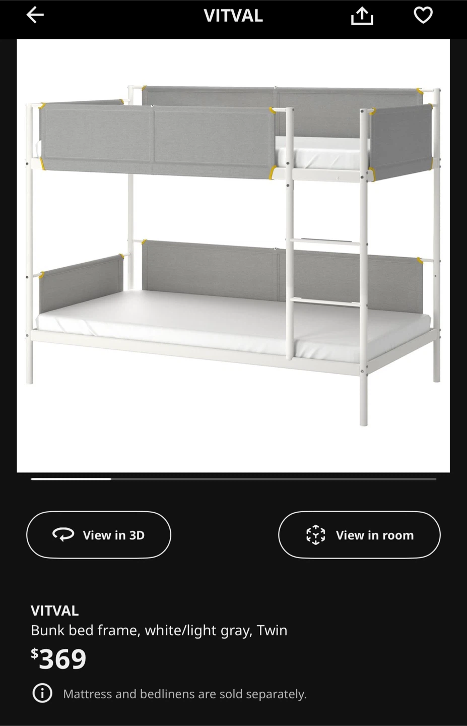 IKEA Vitval Bunk Bed Frame & Mattresses - photo 3