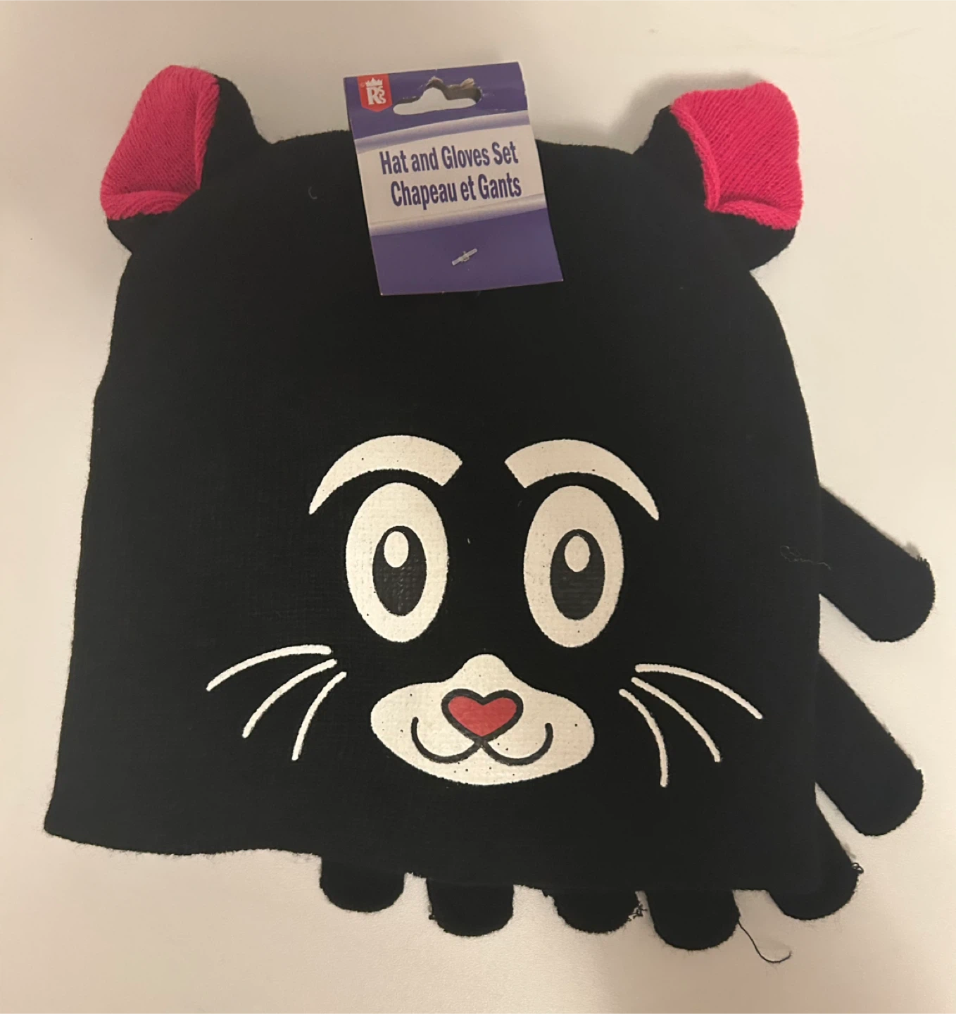 Hat and Gloves Set - Kids Black Cat