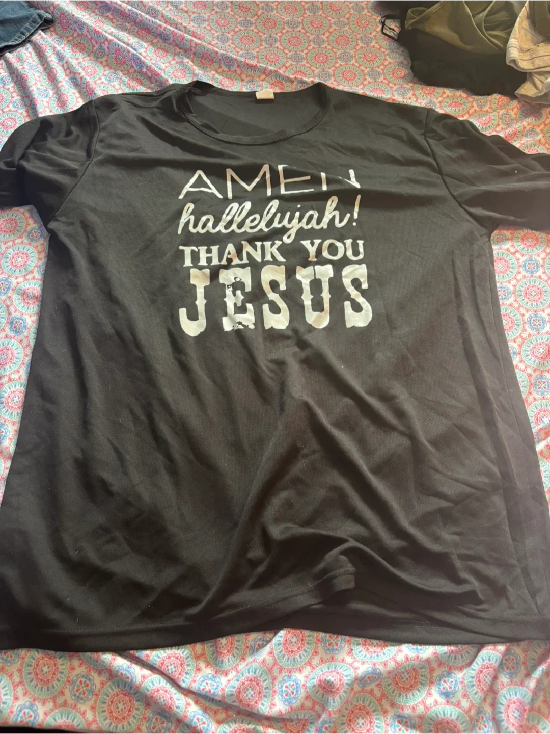 Black T-shirt with 'Amen' Design