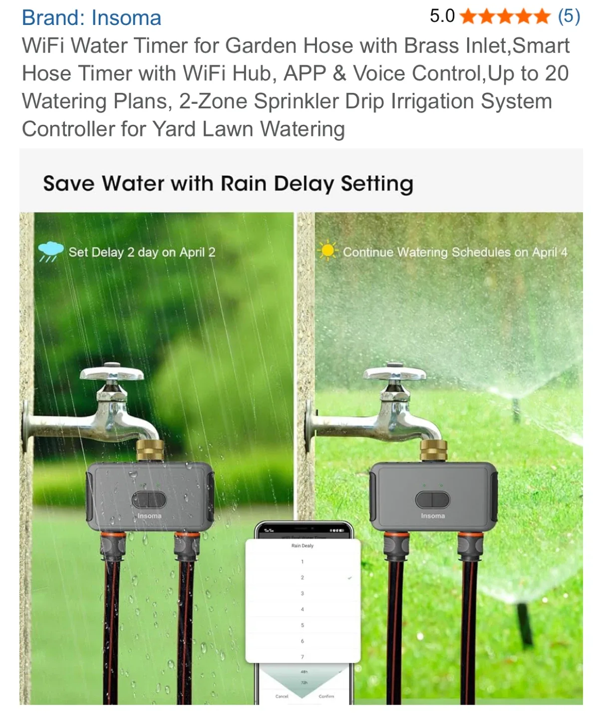 Insoma WiFi Water Timer for Garden Hose image indicator(2)
