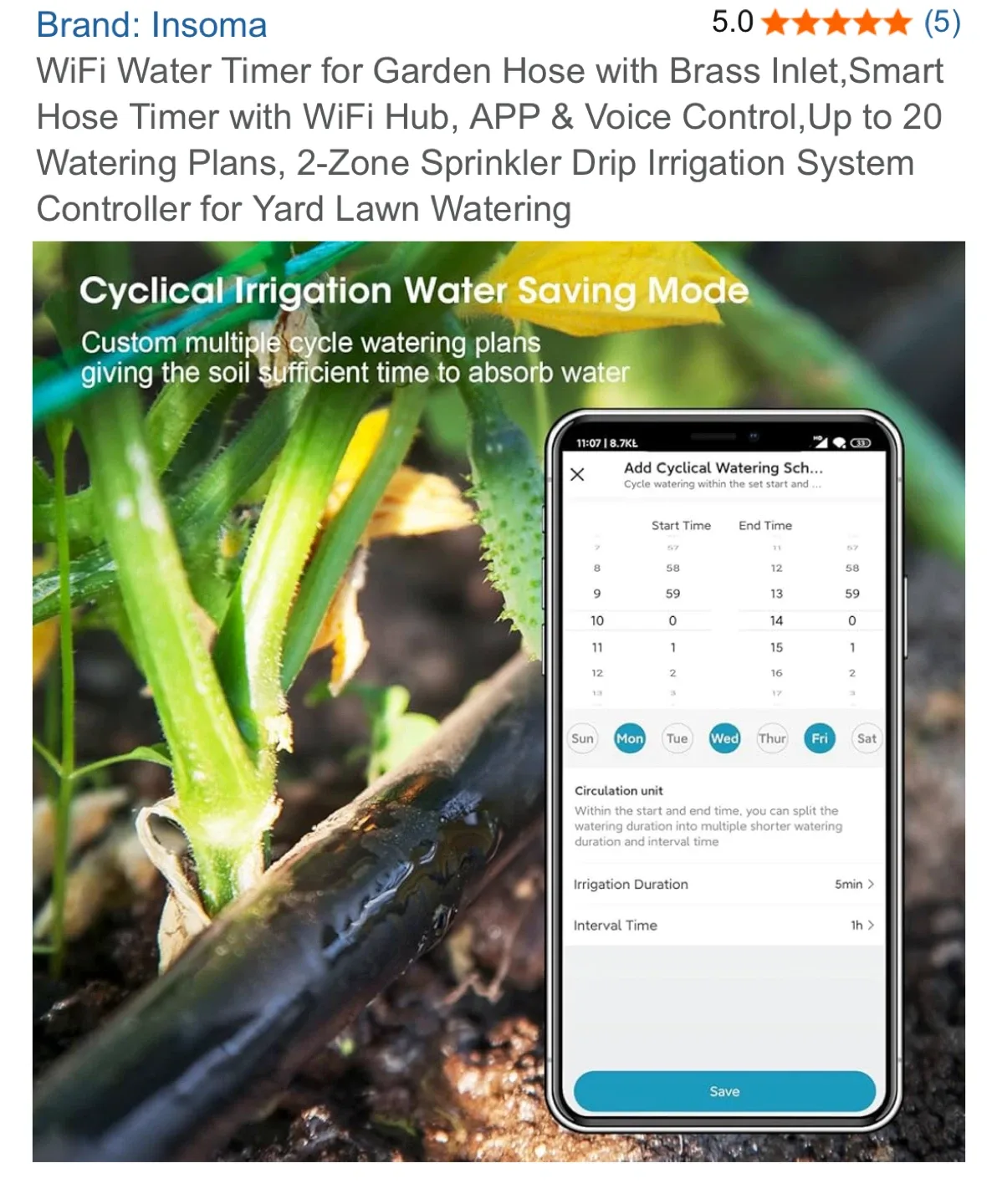 Insoma WiFi Water Timer for Garden Hose image indicator(6)
