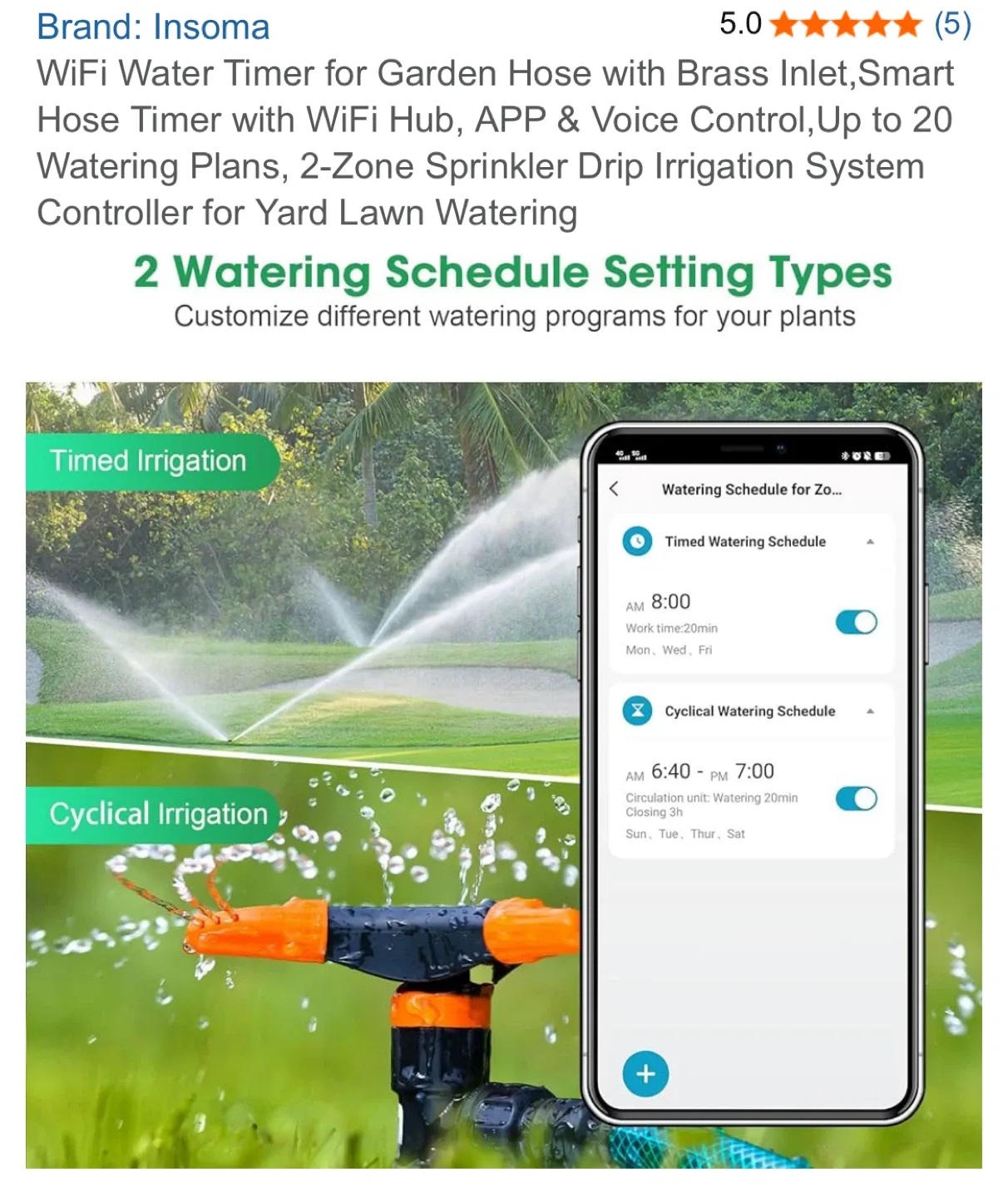 Insoma WiFi Water Timer for Garden Hose image indicator(8)