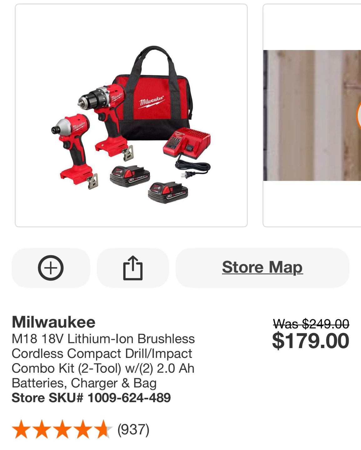 Milwaukee M18 Cordless Drill/Impact Combo Kit - Like New!