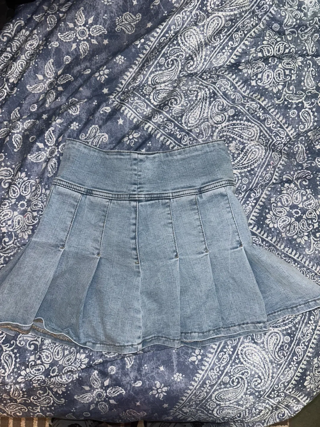 Denim Pleated Mini Skirt - Size 2 image indicator(2)