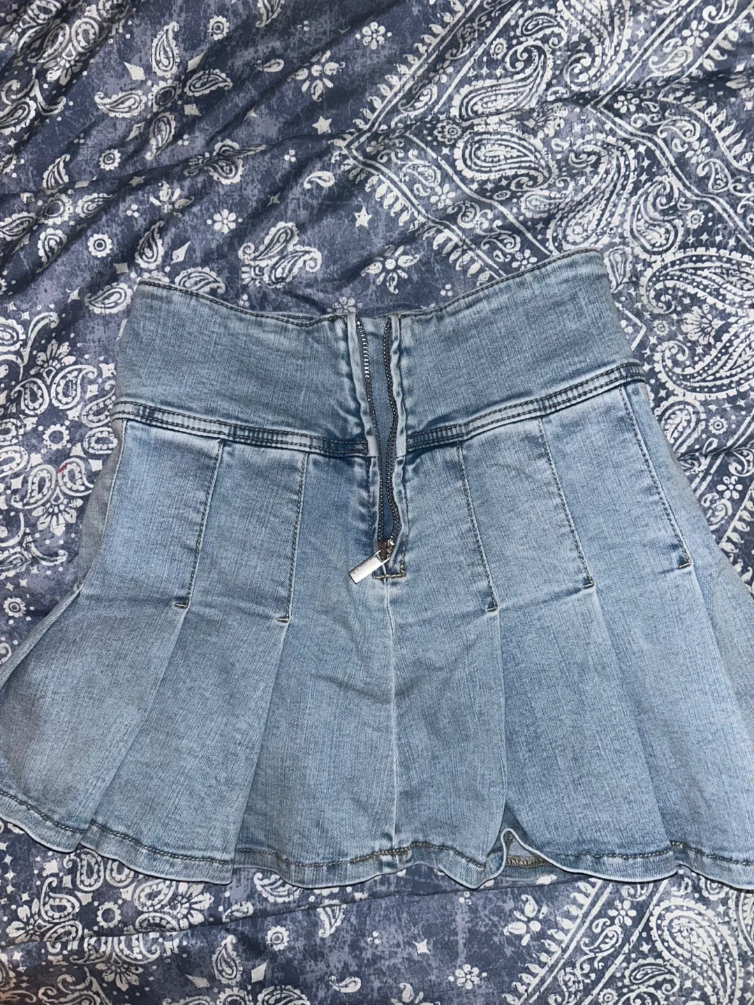 Denim Pleated Mini Skirt - Size 2 image indicator(3)