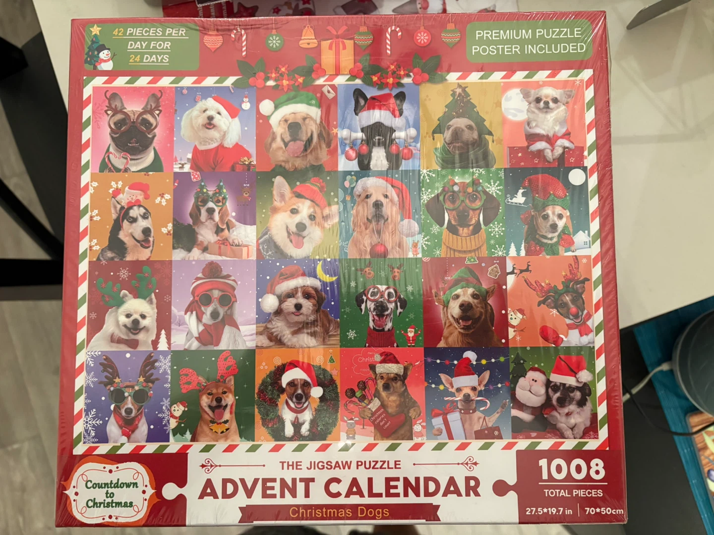 Advent Calendar Jigsaw Puzzle - Christmas Dogs, 1008 Pieces