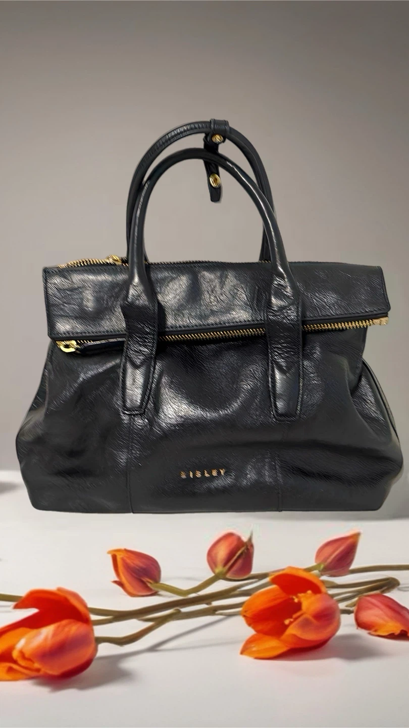 Sisley Black Leather Handbag