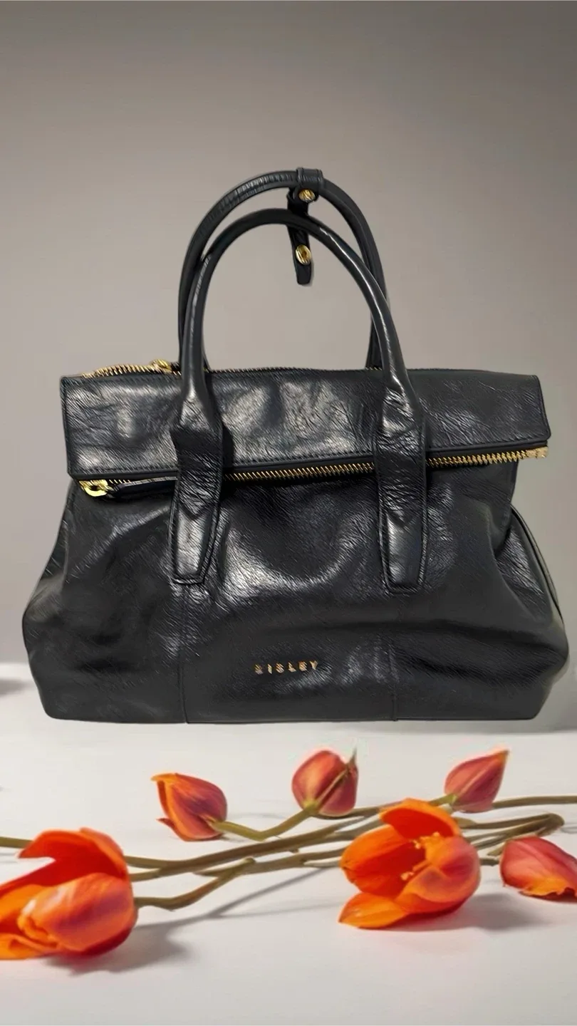 Sisley Black Leather Handbag