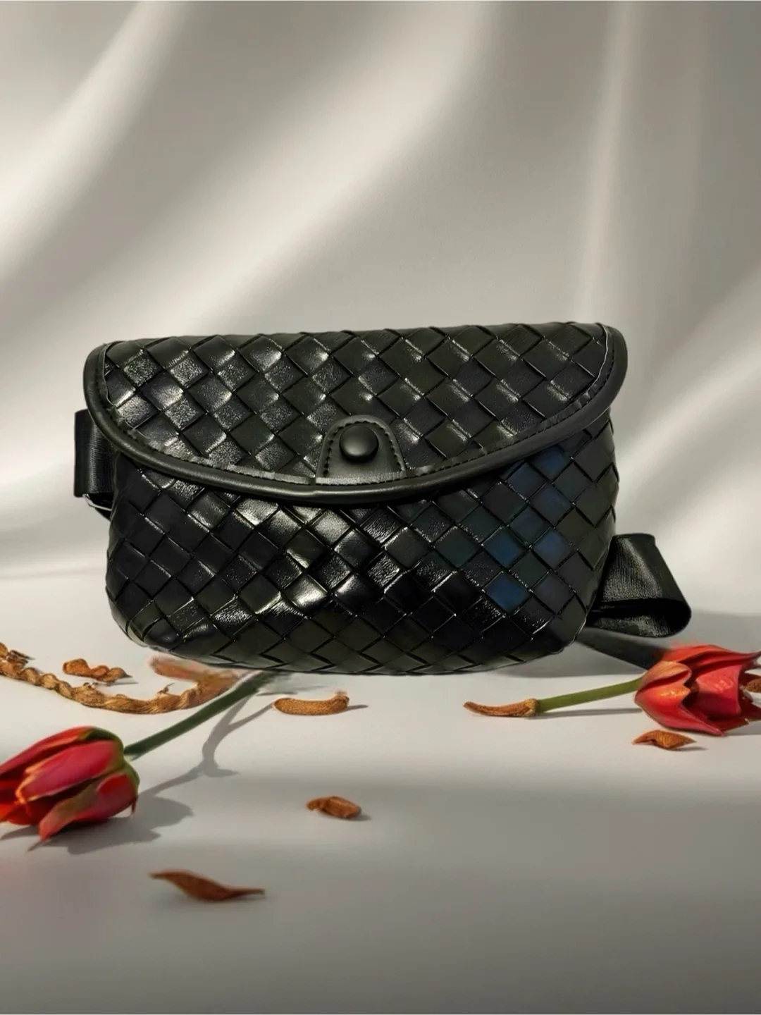 Bottega Veneta Black Woven Belt Bag