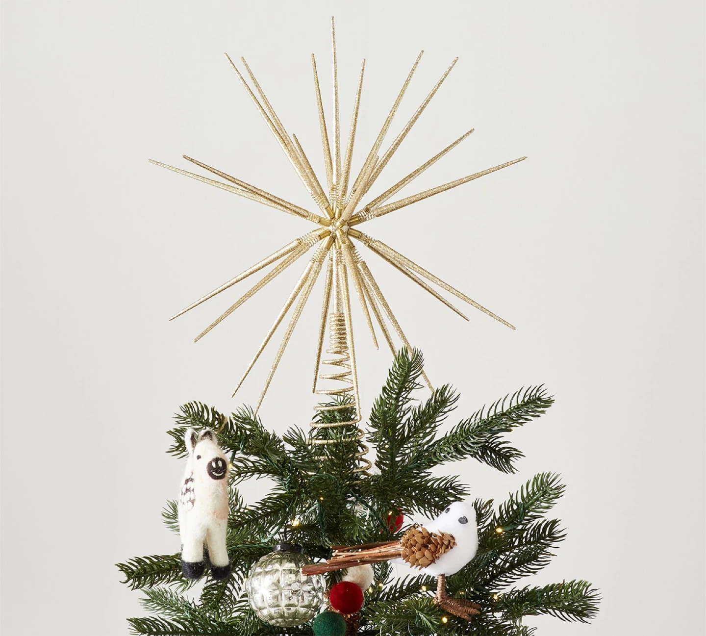 Pottery Barn Glitter Starburst Tree Topper - Gold