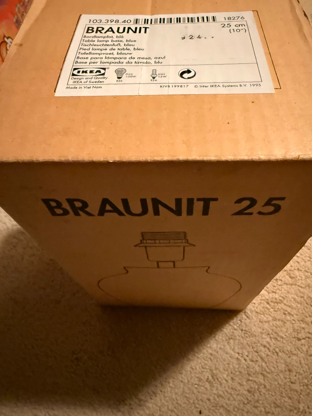IKEA BRAUNIT 25 Lamp Base - Blue