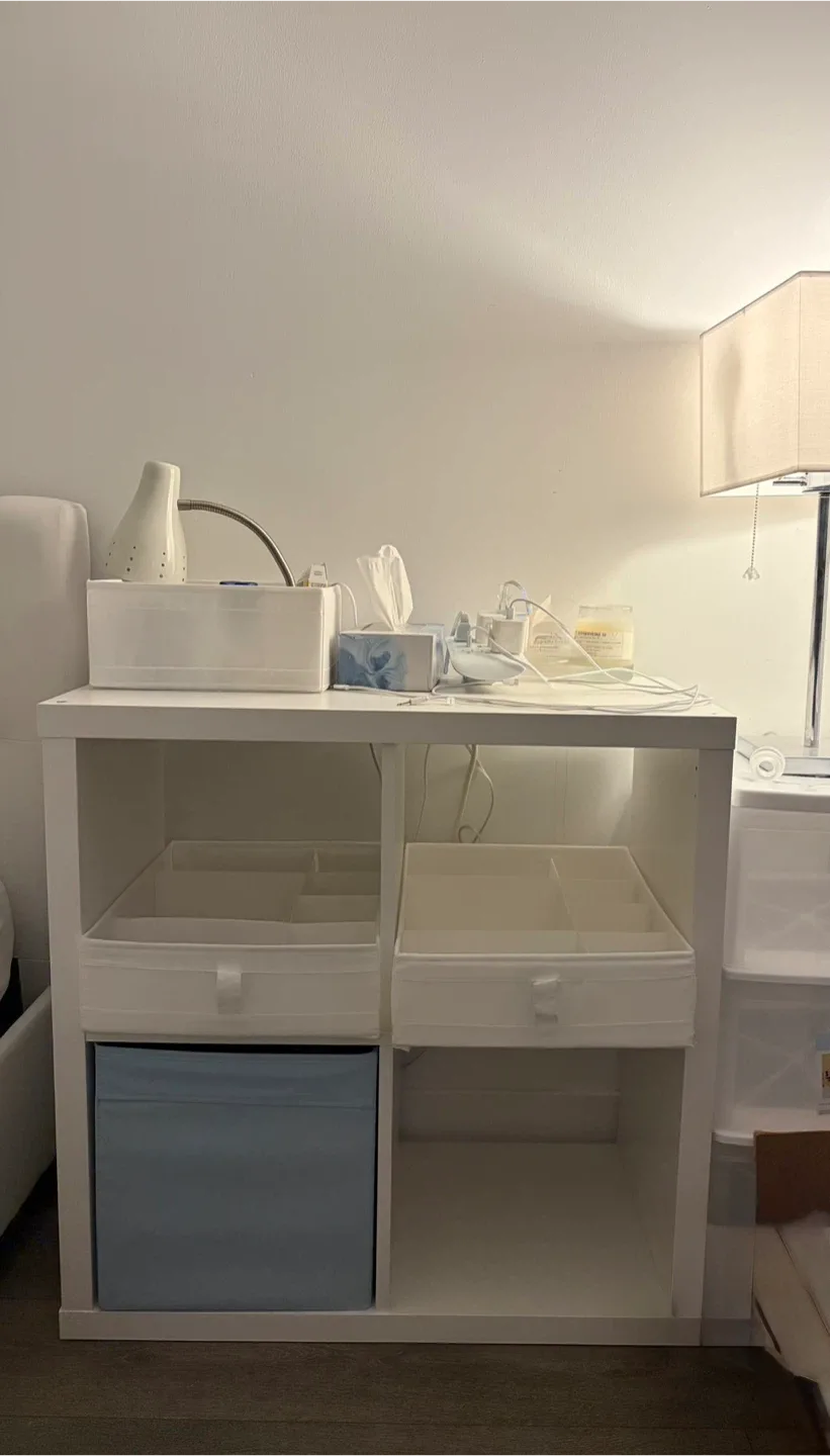 IKEA White Storage Shelf w Organizers + Lamp (Pickup Nov 20–21)