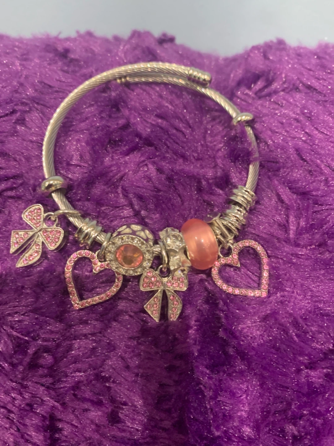 Charm Bracelet with Pink Accents