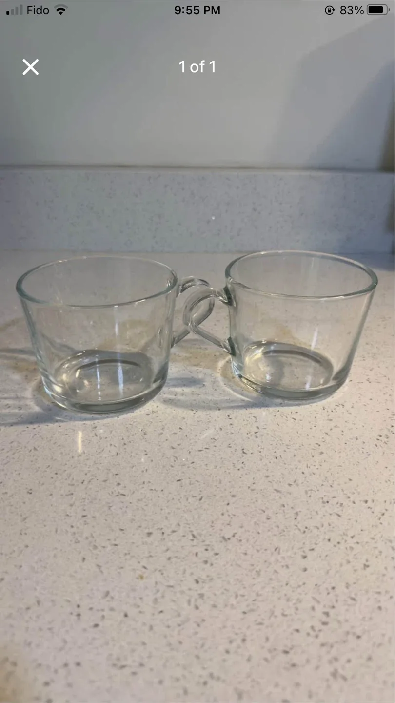 Two Clear Glass Coffee Mugs thumbnail